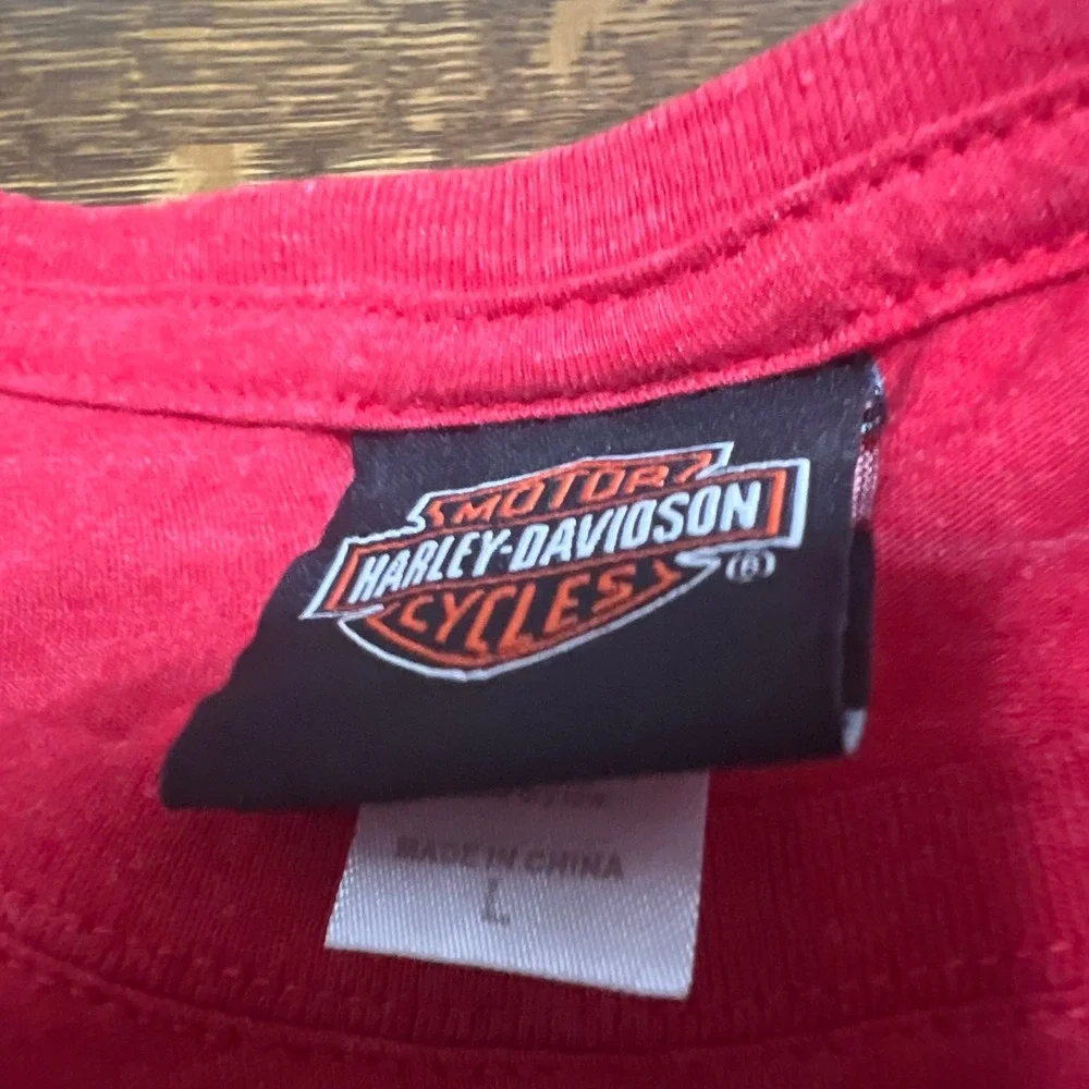 Harley-Davidson Graphic T-Shirt Womens Large Red Rhinestone 30th Anniversary OH
